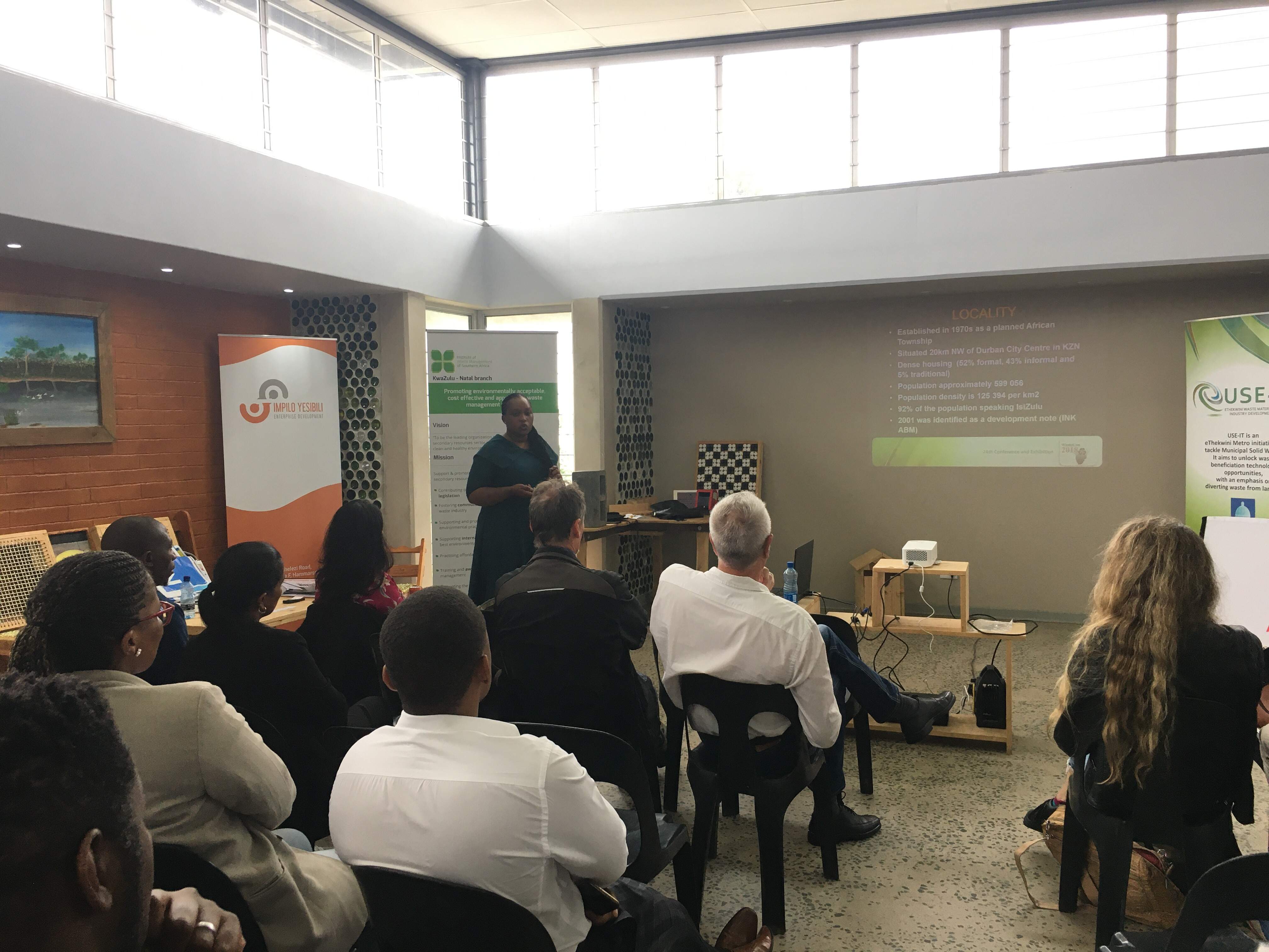 Nonhle Ndebele of KZN EDTEA presenting on the effectiveness of waste management services in the Ntuz
